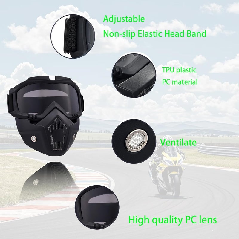 OQUQO Airsoft Mask Full Face, Paintball Mask, Tactical Mask, Motorcycle Helmet Goggles with Removable Face Mask for Men Women - Image 3